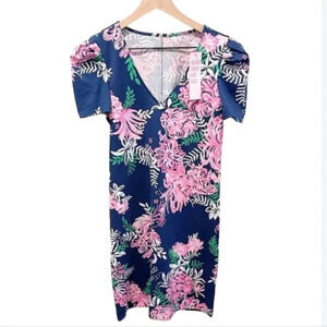Lilly Pulitzer Aleece Dress Oyster Bay Navy Ruffle Your Feathers MD. Size XS